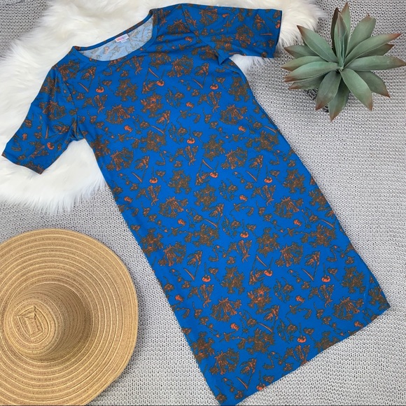 LuLaRoe Dresses & Skirts - Lularoe Julia dress blue orange short sleeve